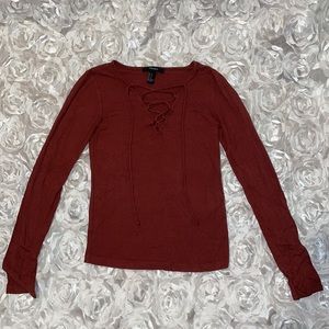 Maroon Lace Up Shirt